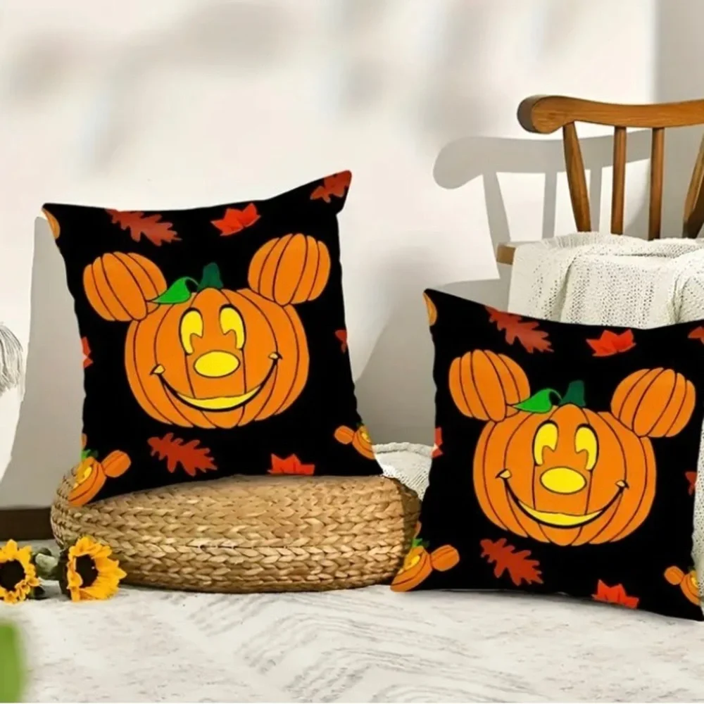 Mickey Mouse Halloween Pumpkin Lantern Throw Pillow Covers- Set of 2 - Picture 2 of 6